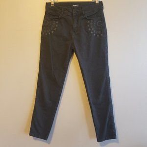 Desigual Exotic Black Skinny Jeans Geometric Embroidered Size 40 6